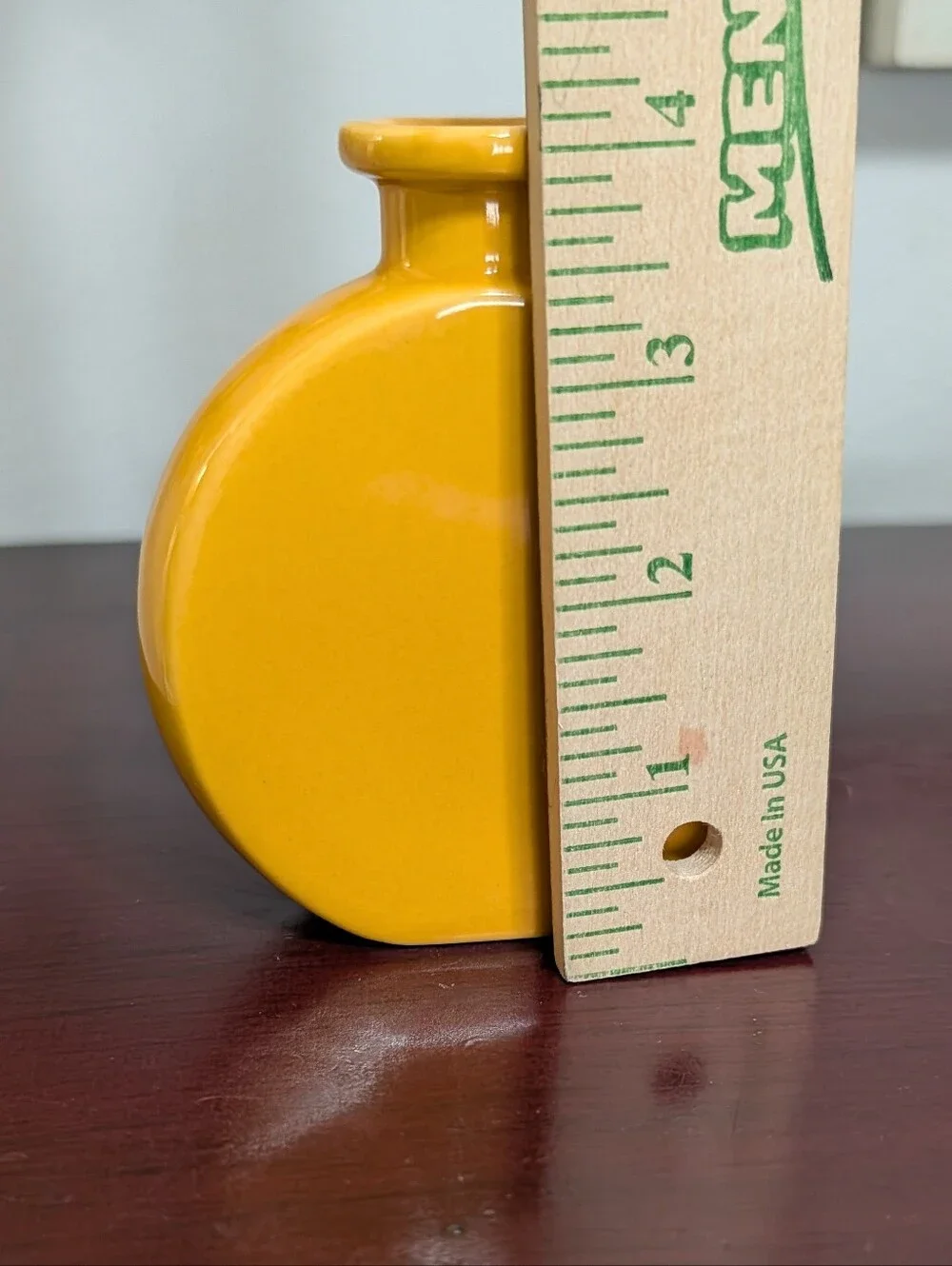 Ceramic Apothecary Style Floral Rose Bud Vase Mustard Yellow 4